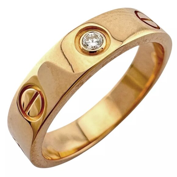 CARTIER Ring US 5 EU49 K18 Pink Gold diamond Mini love used - Picture 1 of 6